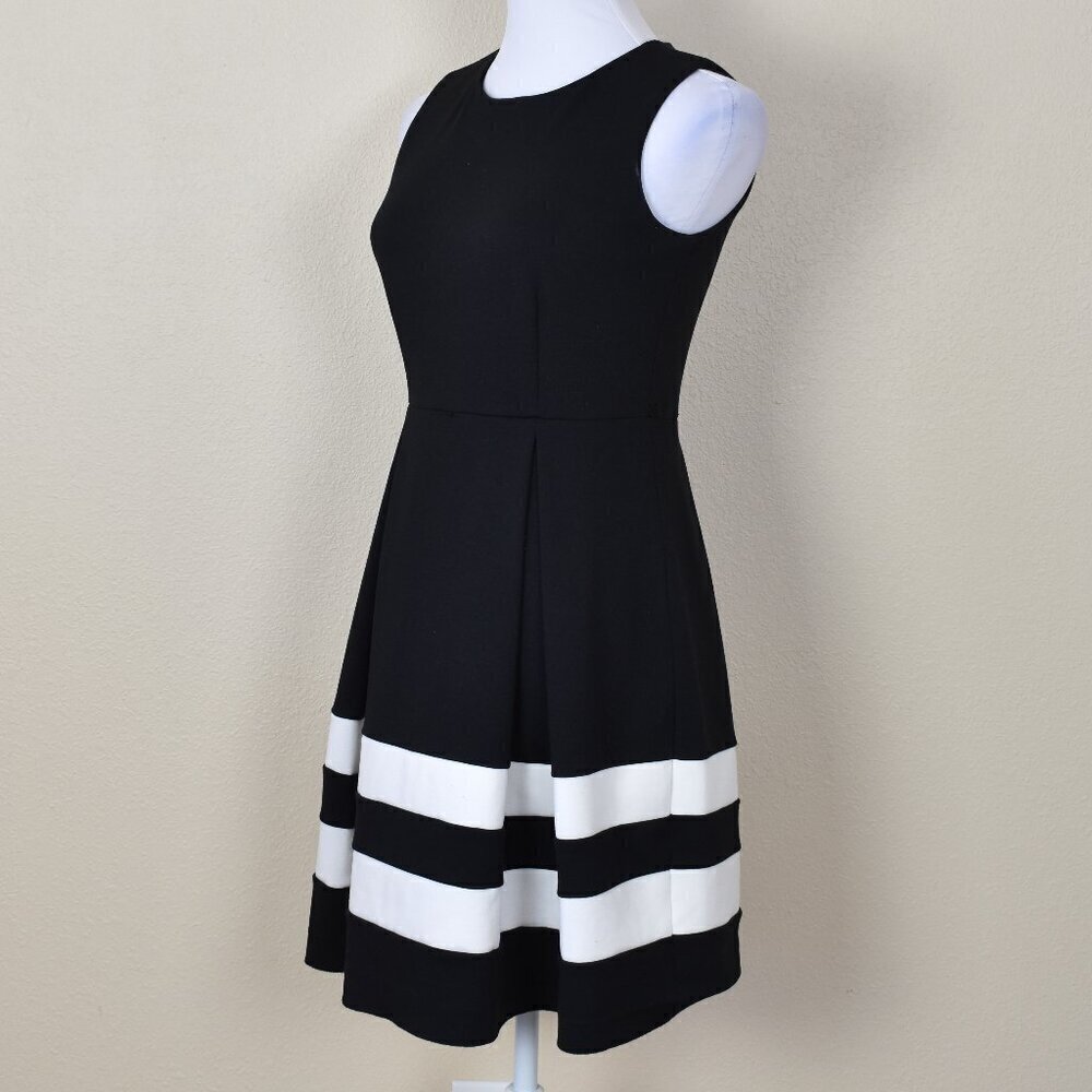 Calvin Klein Stripe A-Line Fit and Flare Dress - Petite 6 - Picture 2 of 7